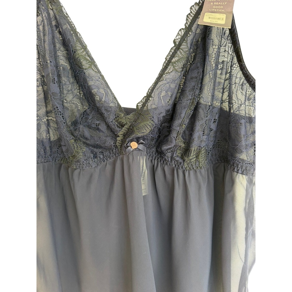 Cacique Seriously Sexy Sheer Mesh Lace Babydoll Top 22/24 Navy Blue NWT 1140884 - Picture 4 of 13